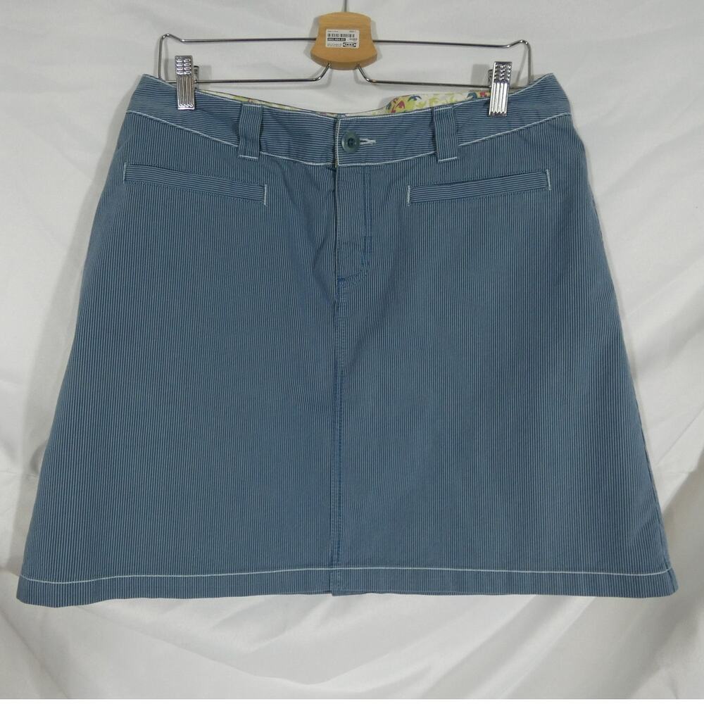 Horny Toad Striped Blue White Skort Size 12 Pockets Athliesure Casual